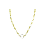 14K Gold Chunky Mixed Link 17mm Diamond Lock Necklace