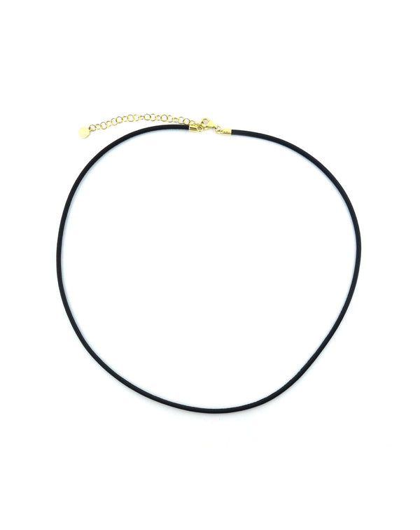 14K Gold 2mm Leather Black Cord