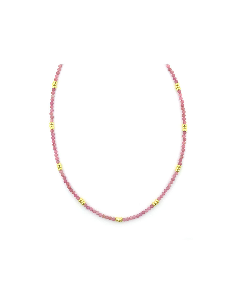 2mm Blush Pink Tourmaline Trio Rondelle Necklace