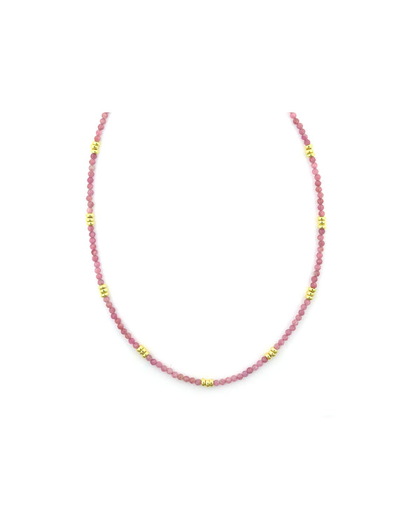 2mm Blush Pink Tourmaline Trio Rondelle Necklace