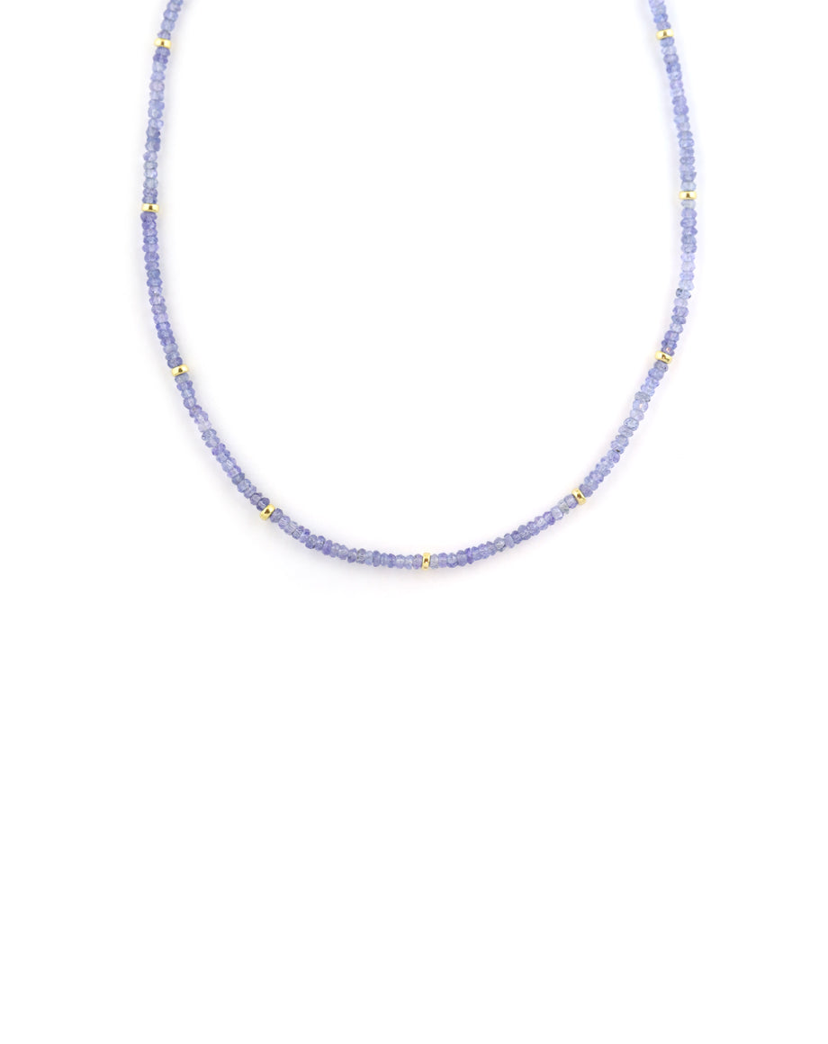 2mm Thin Tanzanite Rondelle Necklace