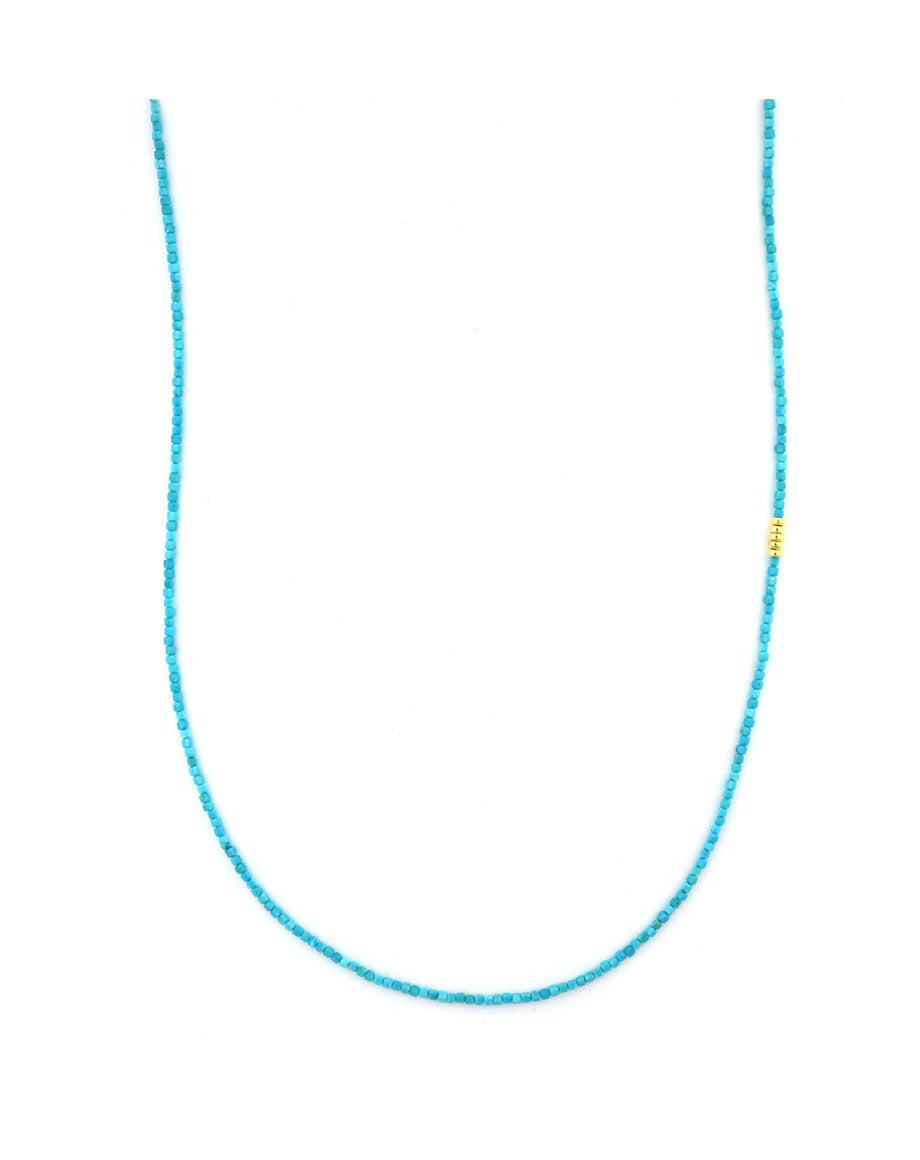 2mm Square Turquoise Rondelle Long Beaded Necklace