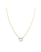 14K Gold 2mm Rolo Chain 12mm Diamond Lock Necklace