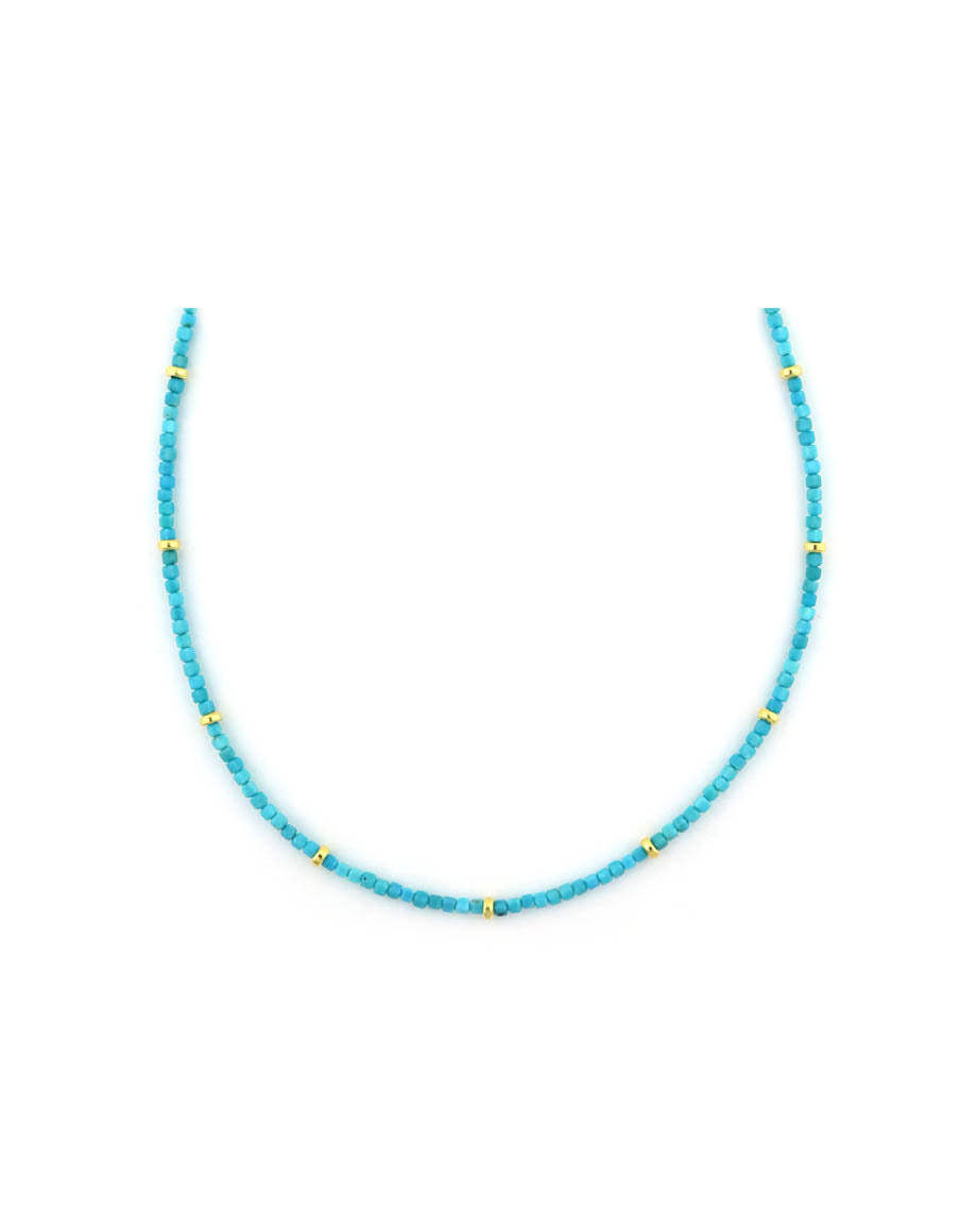 2mm Sleeping Beauty Square Turquoise Rondelle Necklace