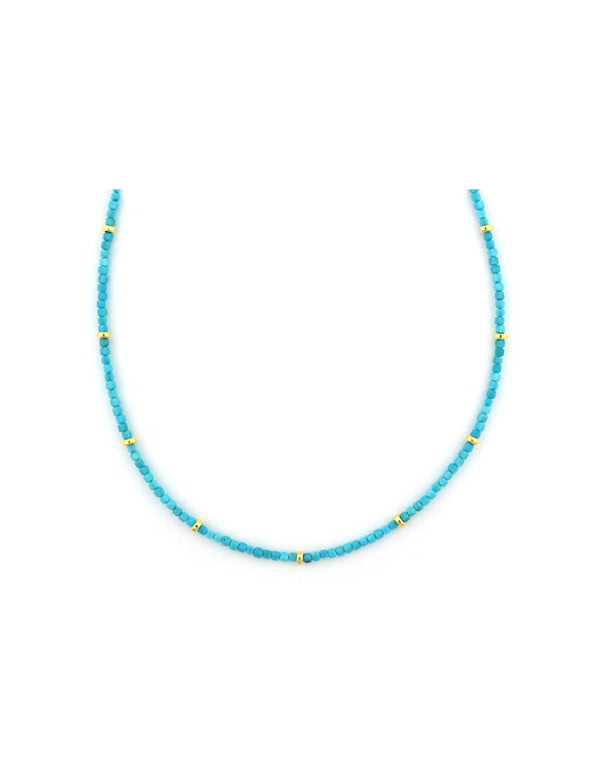 2mm Sleeping Beauty Square Turquoise Rondelle Necklace