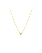 14K Gold Mini 3 Bezel Diamond Heart Necklace
