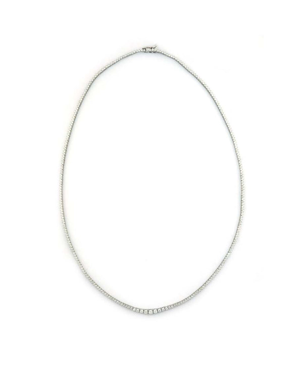 3.50ct 14K Gold 3 Prong Graduated Diamond Tennis Necklace