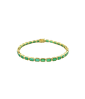 14K Gold 9.12ct Bezel Baguette Emerald Tennis Bracelet