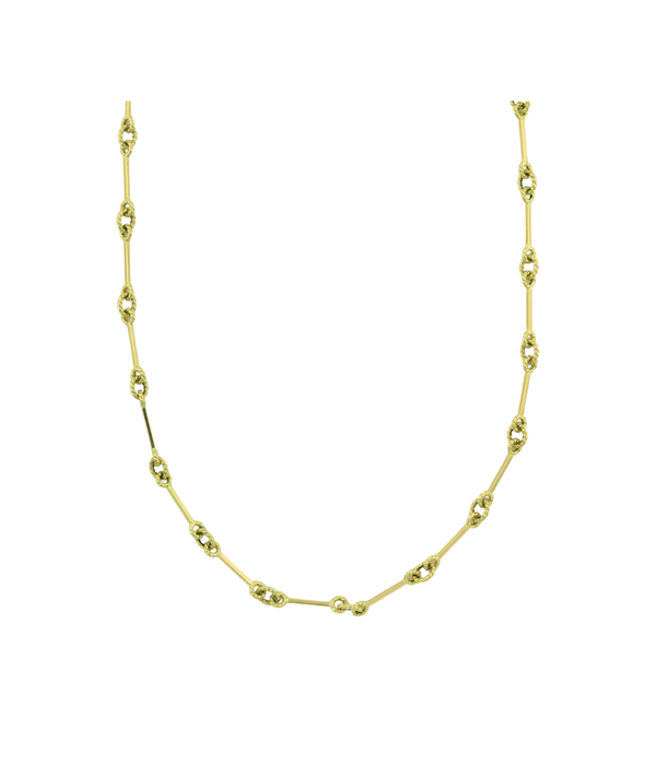 14K Gold Textured Oval + Bar Link Chain