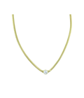 16" 14K Gold 1.08 Round Lab Diamond Herringbone Necklace