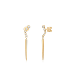 14K Gold Curved Bezel Diamond Spike Charm Earring