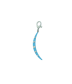 Silver Turquoise Enamel Diamond Crescent Moon Charm