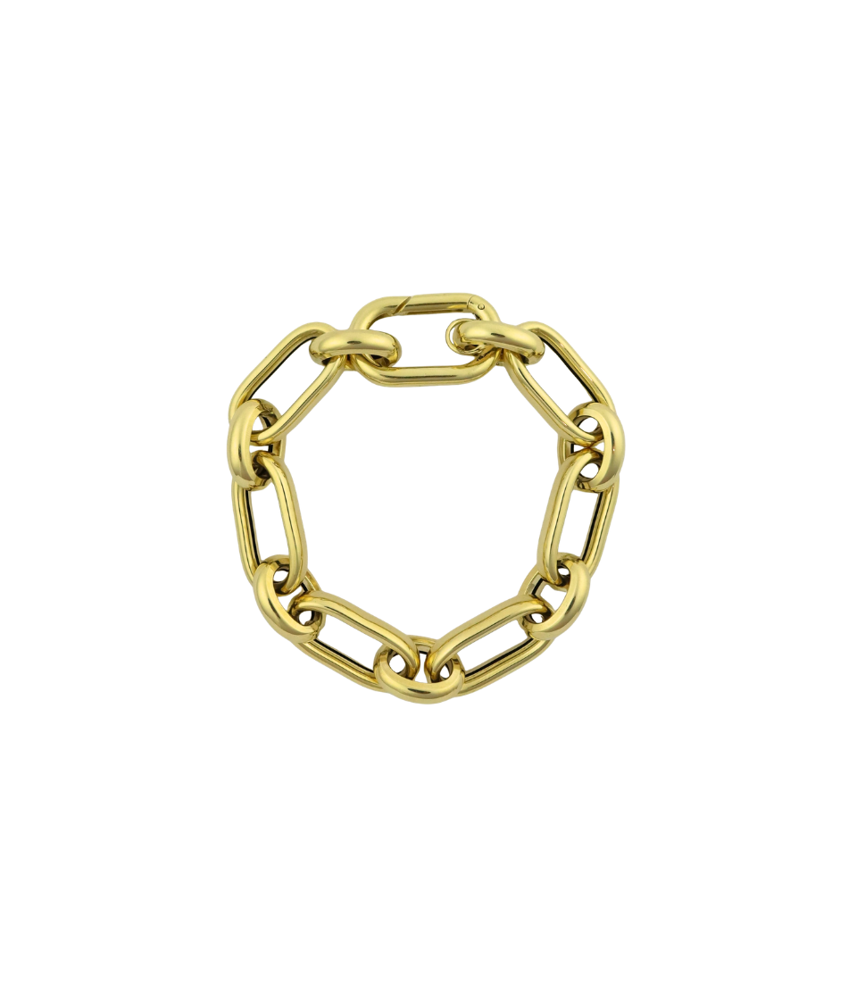 Chunky 14K Gold Oval + Rectangle Link Bracelet