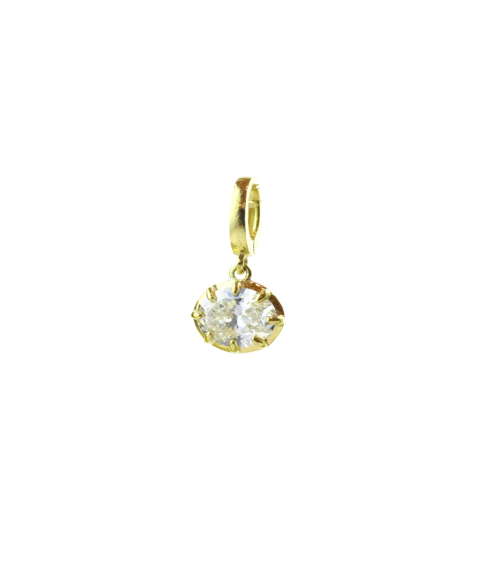 14K Yellow Gold 1.55ct Lab Oval Diamond Prong Openable Charm