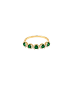 14K Gold Diamond 5 Stone Emerald Ring