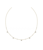 14K Gold Pave Diamond Circle Station Charm Necklace