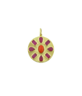14K Matte Gold Ruby Coral Coin Charm
