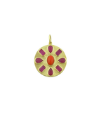 14K Matte Gold Ruby Coral Coin Charm
