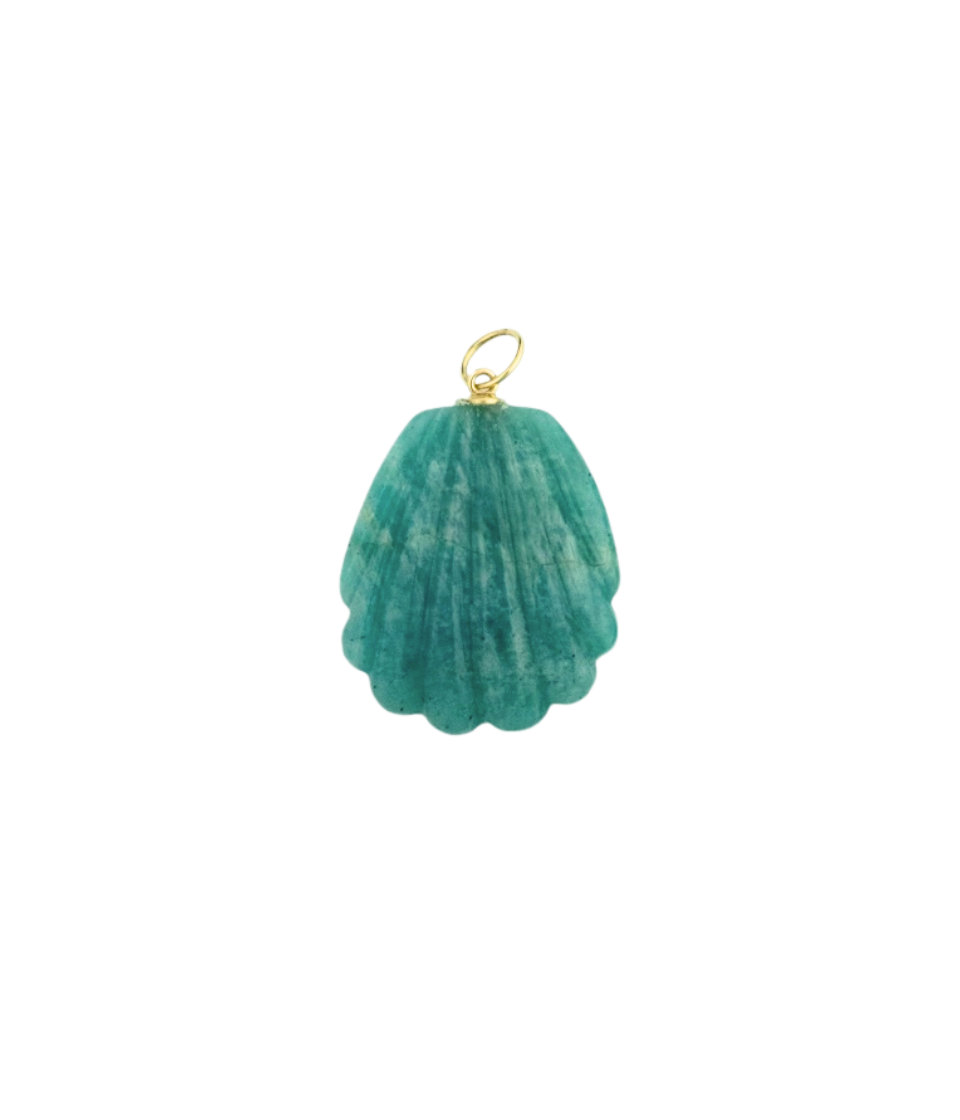 14K Gold Carved Aventurine Shell Charm