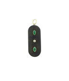 14K Gold Diamond Malachite Vertical Wood Charm