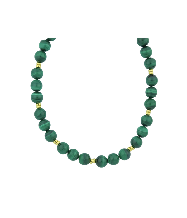 10mm Round Malachite Rondelle Necklace
