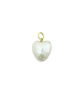 14K Gold Diamond Freshwater Pearl Heart Nugget Charm