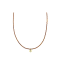14K Gold Pear Diamond Rusty Brown Sapphire Beaded Necklace