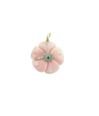 14K Gold Carved Pink Opal Emerald Flower Charm