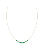 14K Gold Bezel Emerald Curved Bar Necklace