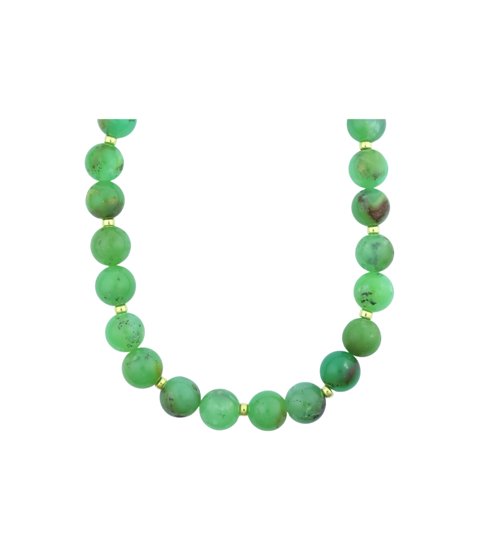 15mm Round Chrysoprase Rondelle Beaded Necklace