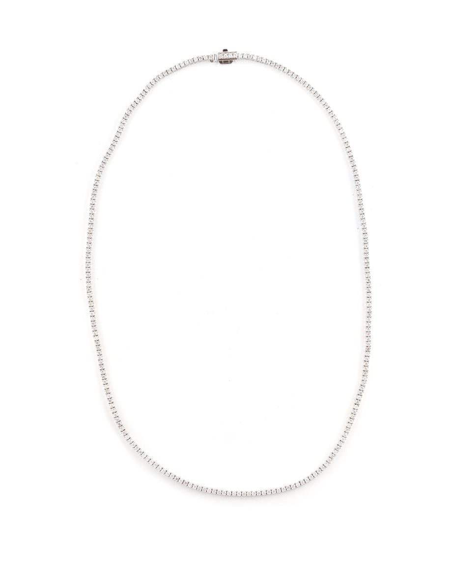 14K White Gold 4ct 4 Prong Tennis Necklace
