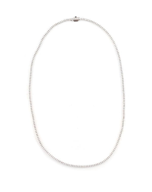 14K White Gold 4ct 4 Prong Tennis Necklace