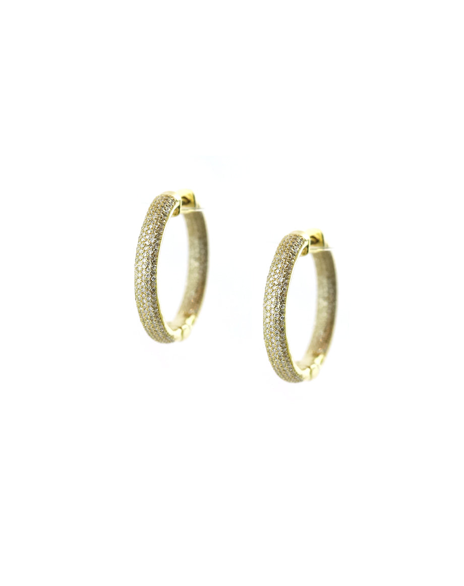 1" 14K Gold 4mm Inside Out 1.14ct Diamond Tube Hoops