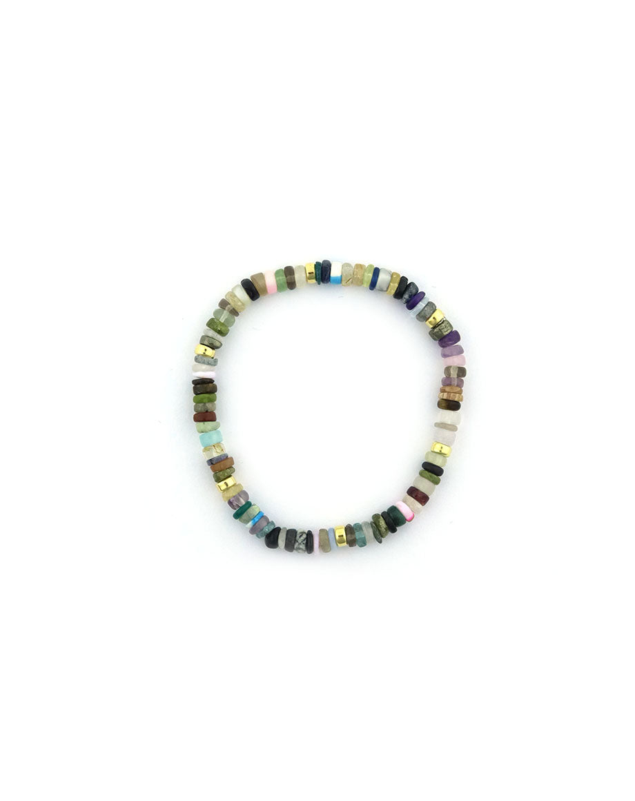 4mm Smooth Heishi Multi Agate Rondelle Bracelet