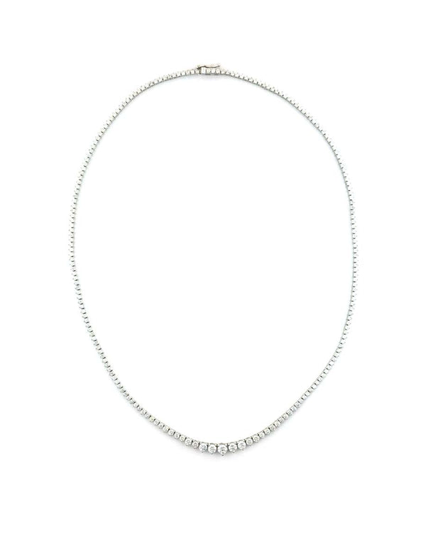 5.35ct 14K Gold 3 Prong Graduated Diamond Tennis Necklace
