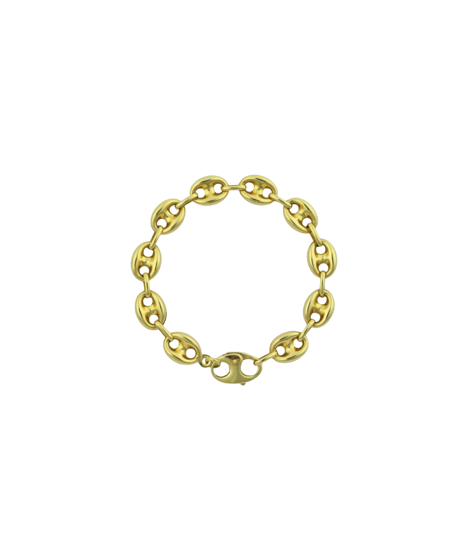 Large 14K Gold Puffy Mariner Bracelet