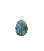 14K Gold Carved Labradorite Shell Charm