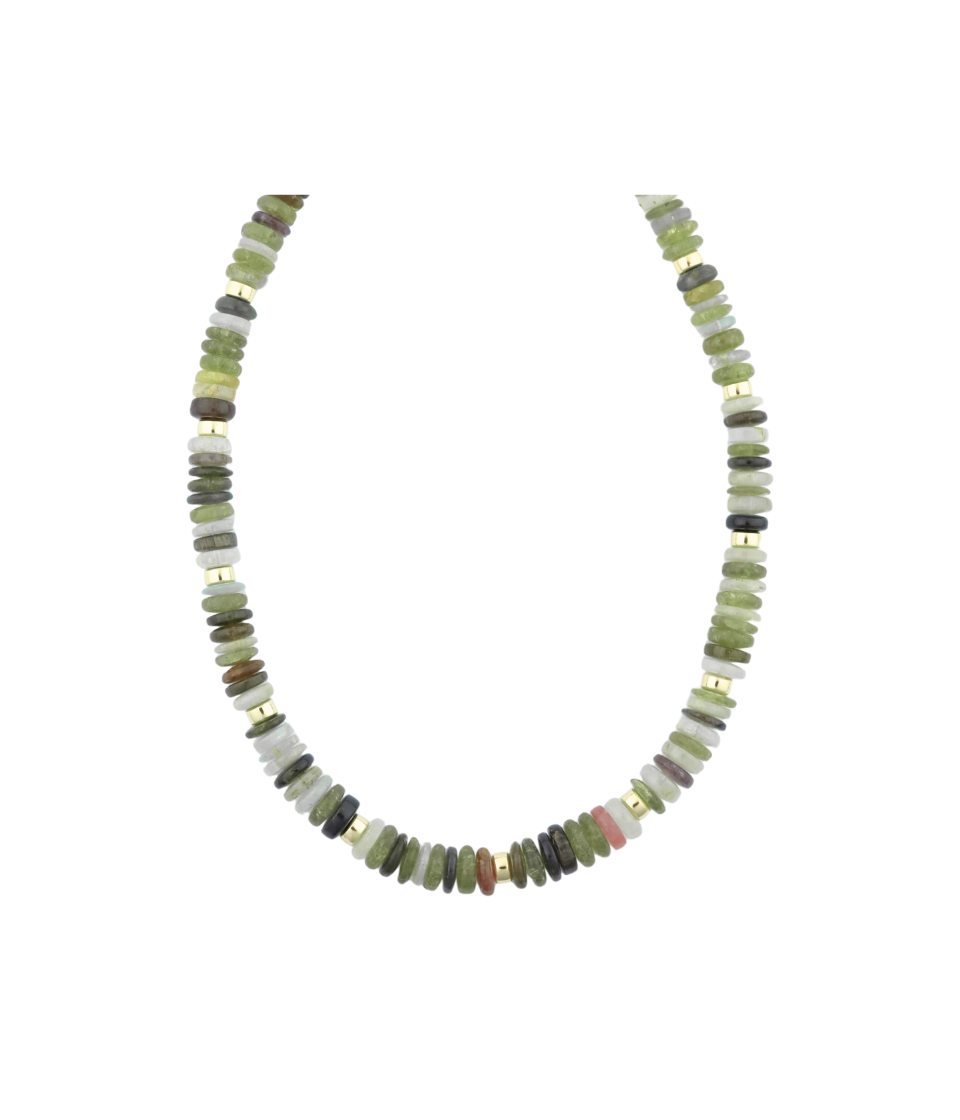 16" Multi Earth Tone Agate Rondelle Necklace