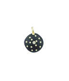 14K Gold Dotted Diamond Modern Wood Charm