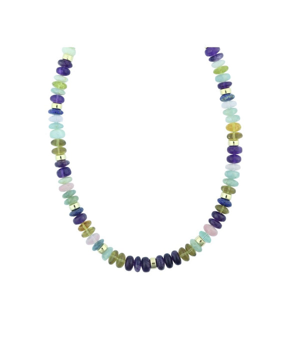 Chunky Midnight Desert Mix Gemstone Rondelle Necklace