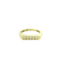 14K Gold Raised Bar Round Diamond Pinky Ring