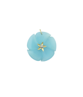 14K Gold Blue Chalcedony Diamond Flower Charm