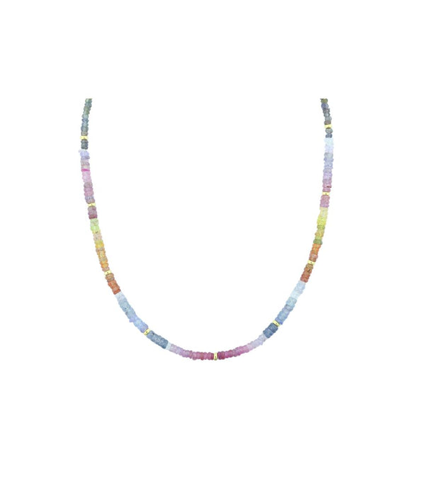 4mm Faceted Soft Rainbow Sapphire Gemstone Necklace