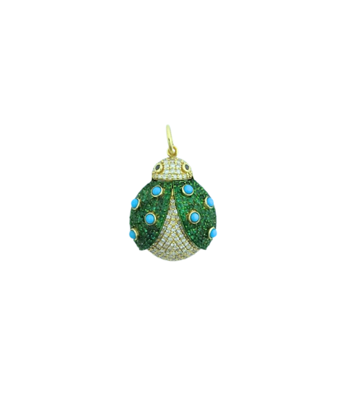 14K Gold Emerald & Turquoise Diamond Ladybug Charm – J. Landa