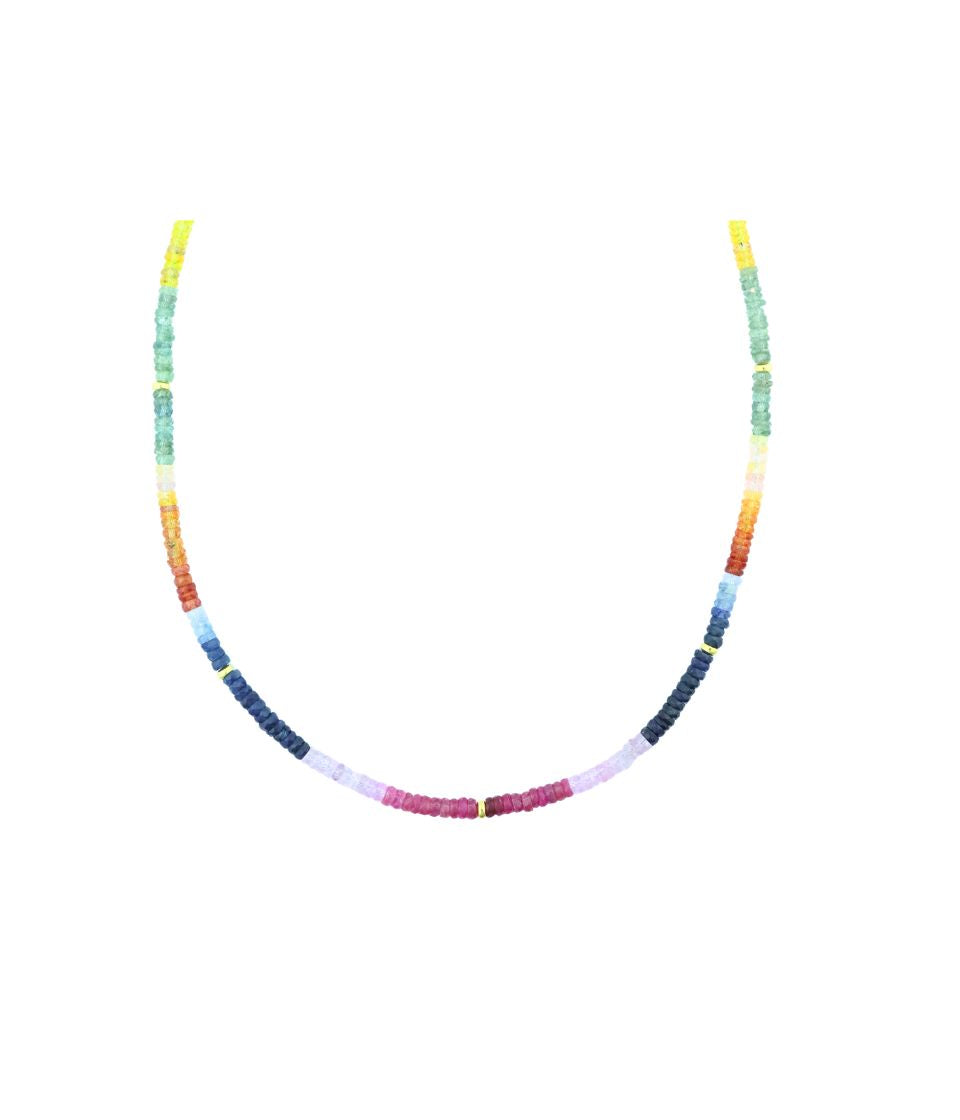 4mm Faceted Rainbow Sapphire Rondel Necklace