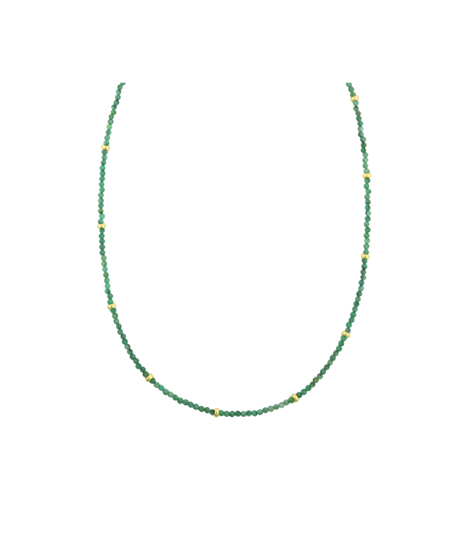 2mm Faceted Emerald Beaded Rondelle Necklace