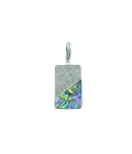 Silver Diamond Inlay Abalone Dog Tag Charm