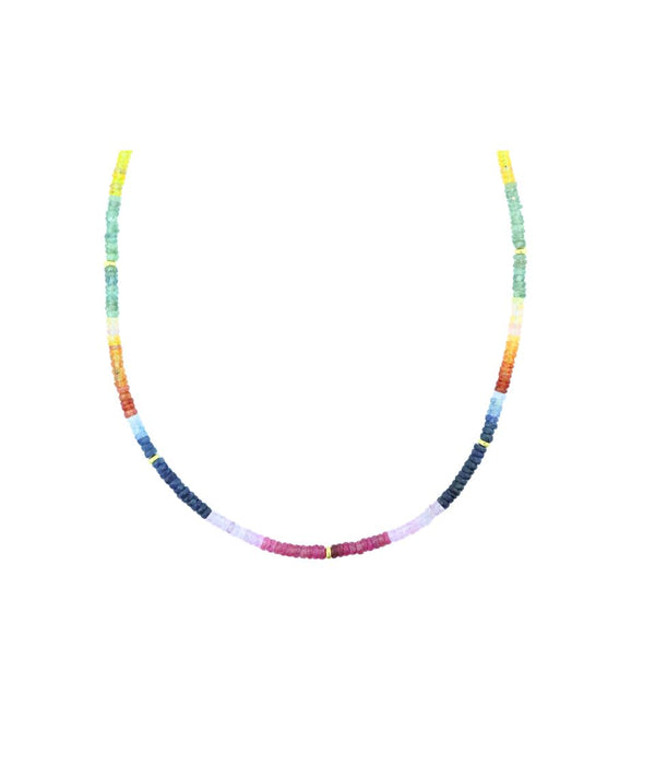 4mm Faceted Rainbow Sapphire Rondel Necklace