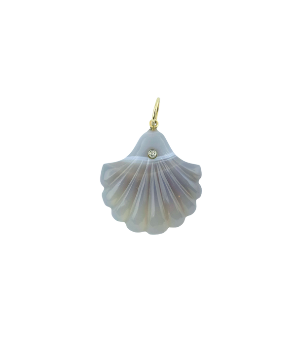 Dark Gray Laguna Agate Scallop Shell Charm
