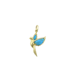 14K Gold Diamond Turquoise Dove Pendant